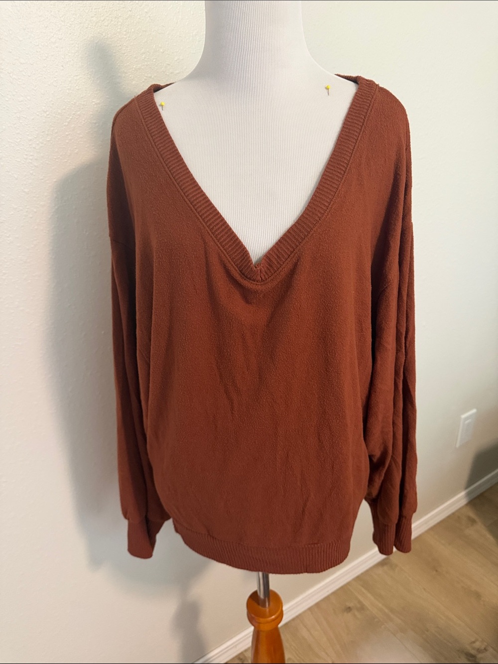 Double Zero Burnt Orange V-Neck Sweater